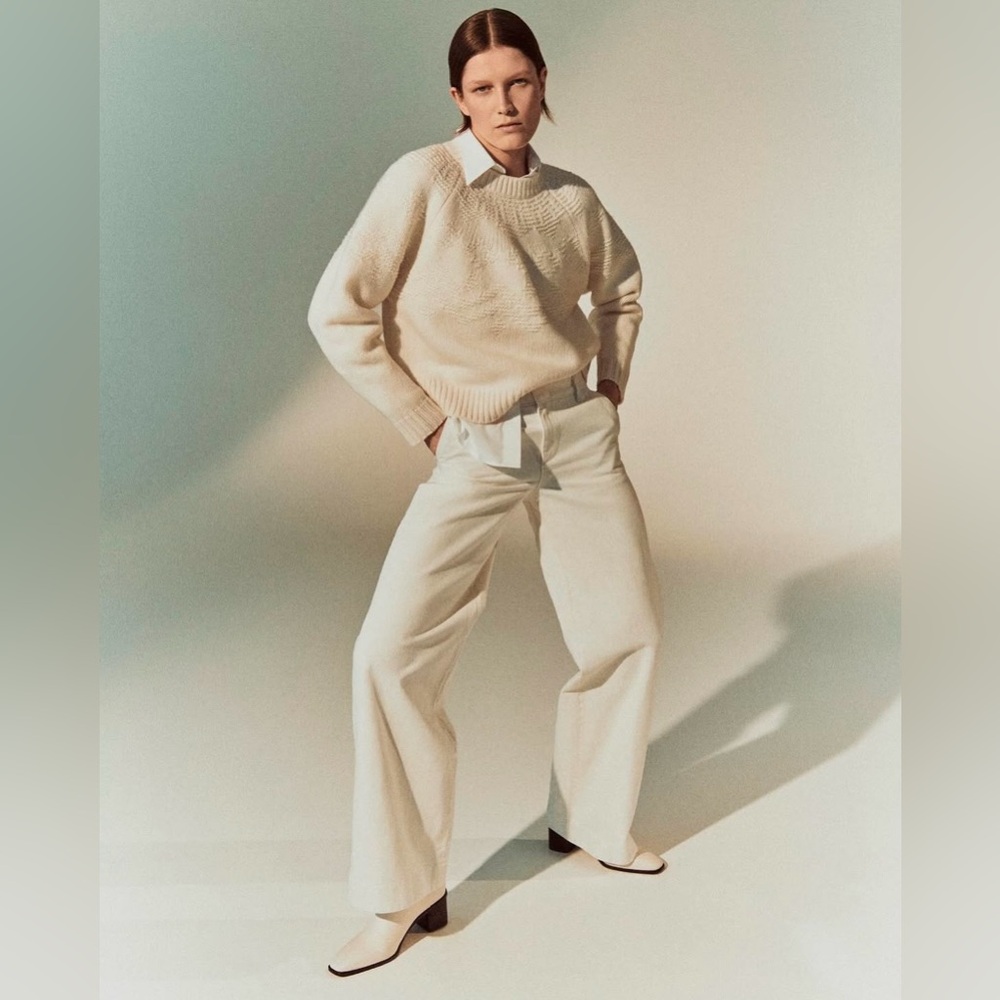 VINCE White Cotton Trouser